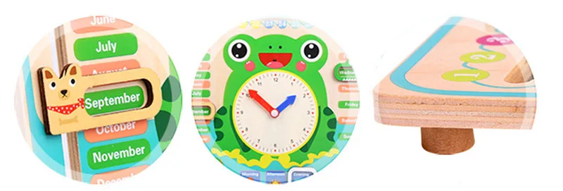 Montessori Wooden Toys Baby Weather Season Calendar Clock Time Cognition Preschool Educational Teaching Aids Toys For Children