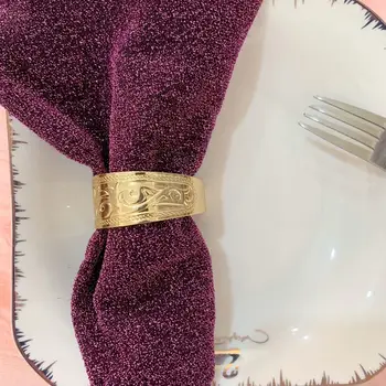 

TAI Top Vintage 12Pcs Opening Napkin Rings Metal Gold Hotel Towel Buckle Napkin Holder Party Wedding Table Decor