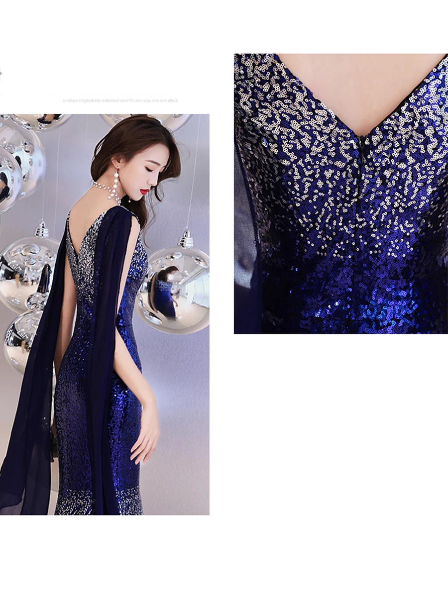 Вечернее платье, пикантное двойное платье с v-образным вырезом De Soiree Bling вечернее платье с пайетками для женщин без рукавов длинное вечернее платье E374