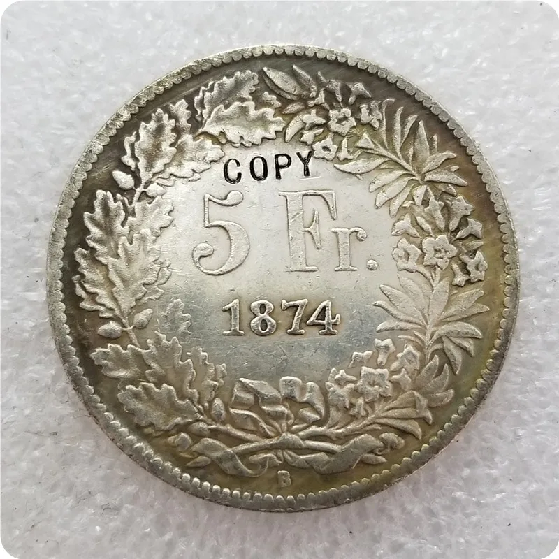 1874-B Швейцария 5 Франковская Монета КОПИЯ