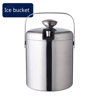 

Double Stainless Steel Insulated Ice Bucket Round Promotional Beer Barrel Custom Amazon Bar Small Ice Bucket Ice Bucket Wine Bag