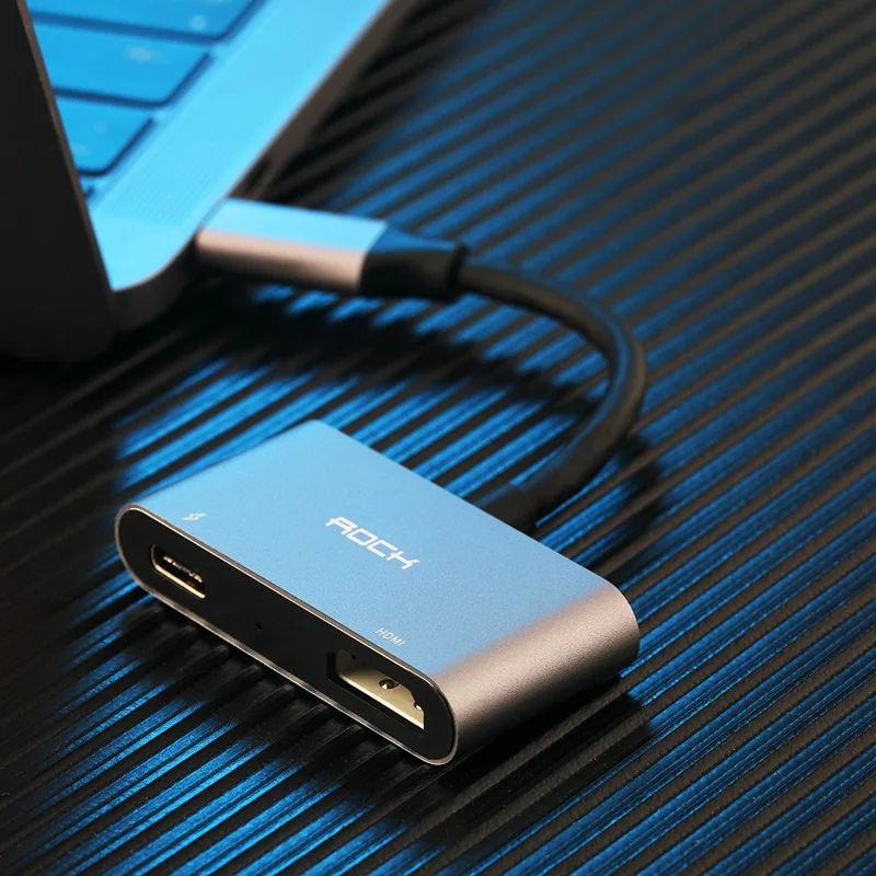 Рок USB концентратор USB C к HDMI адаптер 4K type-C к HDMI PD Быстрая зарядка конвертер кабель для MacBook huawei mate 20 samsung Galaxy S9 - Цвет: Space Gray