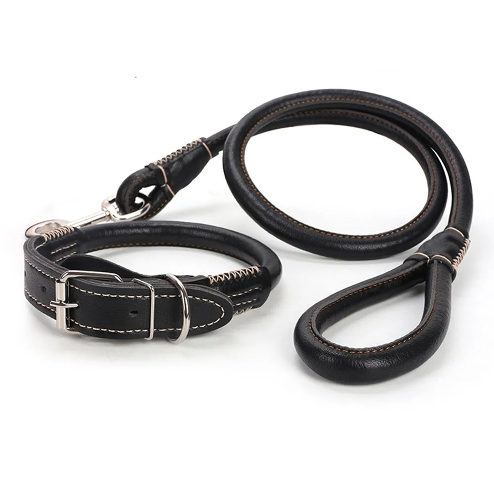 Fashion 1Pc PU Dog Collar Leash Set Personalized Customized Dogs Collars Dog Leash For Small Medium Large Dogs