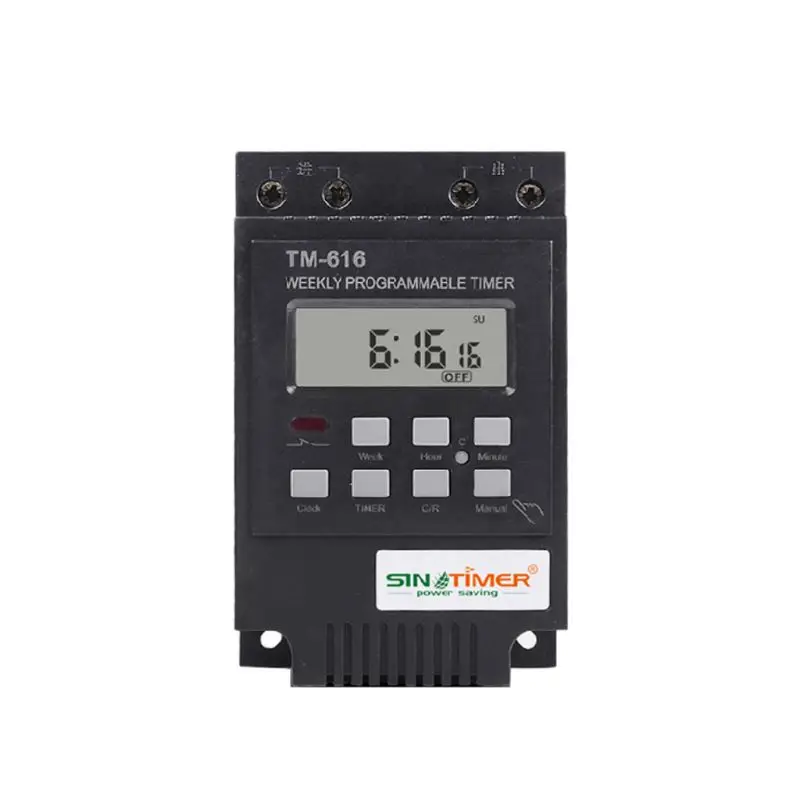 TM616W-4 цифровой электронный таймер 220V 30A Еженедельный Программируемый релейный контроллер A5YD - Цвет: Черный