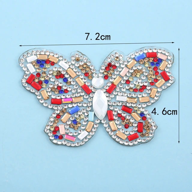Hot Sale Butterfly Rhinestone Patches Thermo Stickers On Clothes