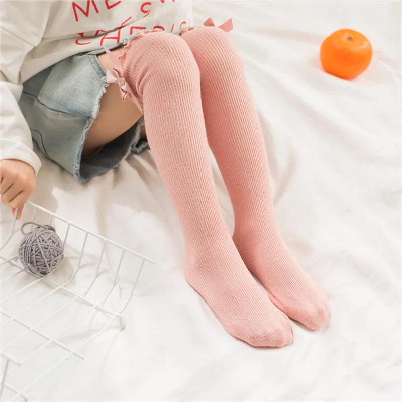 Socks skarpetki Kids Toddler Baby Girls Boys Solid Anti-Slip Knitted Long Socks Knee Socks kniekousen meisje #4S02 (23)