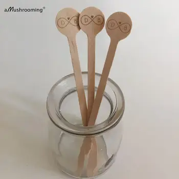 

200 Personalized Wedding Stirrers with Initials Party Table Number Holders Round Cocktail Swizzle Beverage Coffee Stir Sticks