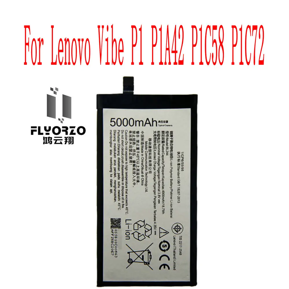 High Quality 5000mah Bl244 Battery For Lenovo Vibe P1 P1a42 P1c58 P1c72 Cell Phone Mobile Phone Batteries Aliexpress