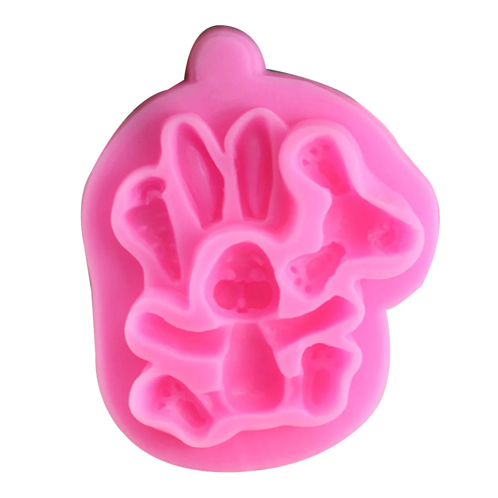 

2020 New Happy Easter Cute 3D Rabbit Bunny With Carrot Shaped Silicone Cake Fondant Mold Pudding Chocolate Mould Soap Tray