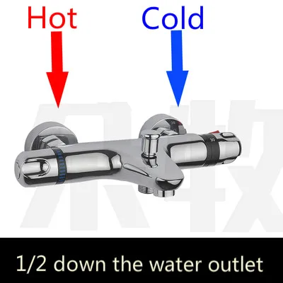 Латунный Интеллектуальный Термостатический смеситель для душа Скрытый кран для горячей и холодной воды клапан контроля температуры тройной набор - Цвет: B outlets down DN15