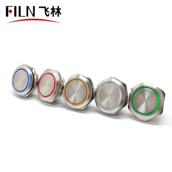 

FILN Flat Head Momentary led ring light 40mm Stainless steel push button switch with 8 soldering pins