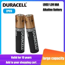 Duracell – piles alcalines AAA 1.5V LR03, 2 pièces, pour jouets, lampe de poche, brosse à dents électrique, horloge, souris, batterie primaire sèche