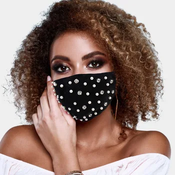 

1 PCS Adult Mask with Filter Reusable Washable PM2.5 Anti-dust Mask for Women Girl Face Mouth Mask Pearl Damond Fashion Mask