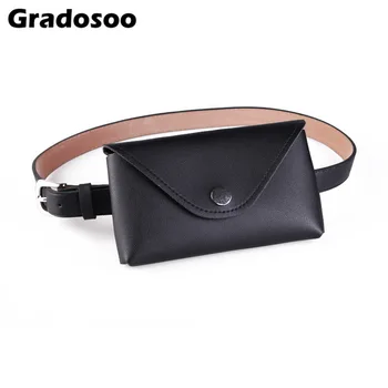 

Gradosoo New Fashion Women Fanny Pack Classic Famous Brand Belt Bag Female PU Leather Waist Bag Casual Phone Pouch Bum Bag A061