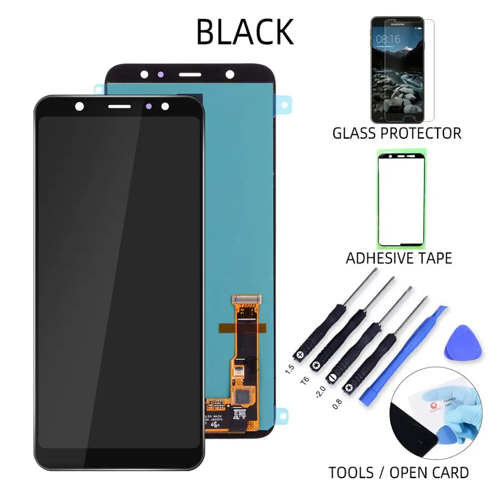 AMOLED дисплей для samsung Galaxy A6 Plus дисплей сенсорный экран дигитайзер для samsung A6 Plus ЖК-дисплей A605F A605FN - Цвет: Black AMOLED