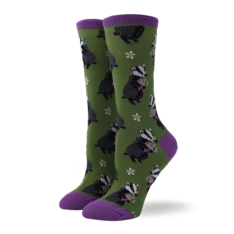 15 Высокие носки meia medias de mujer длинные calcetines divertido с животным принтом moda зима осень happy sheer Новинка Хлопок Женские - Цвет: 15