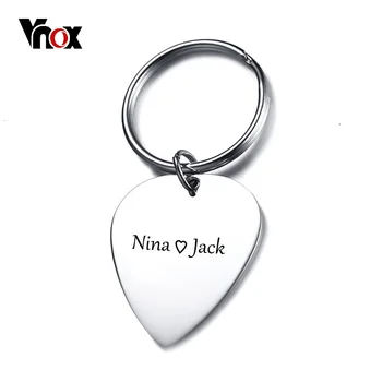 

Vnox Personalized Engraving Name Heart Shape Guitar Pick Plectrum Stainless Steel Key Chain Ring High Polished Casual Jewelry