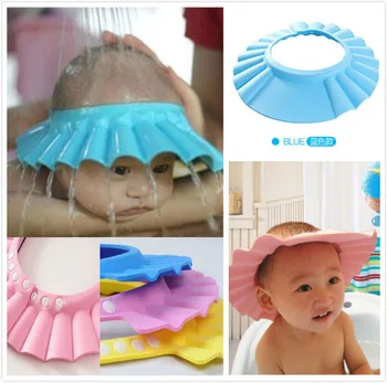 

Baby Children Kids Safe Shampoo Bath Bathing Shower Cap Hat Wash Hair Shield Adjustable Elastic Shampoo Cap