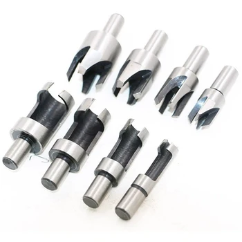 

8pcs Wood Plug Cutter Cutting Tool Drill Bit Set Straight and Tapered Taper 5/8 inch 1/2 inch 3/8 inch 1/4 inch Woodworking Cork