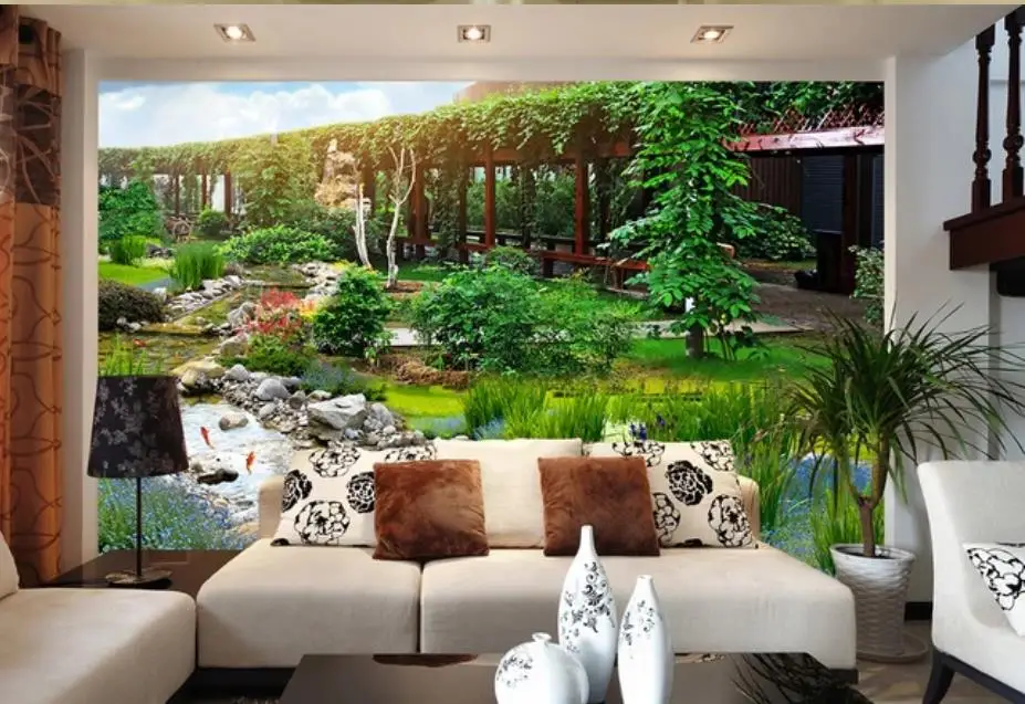 Гостиная обои 3D картина сад парк 3D пейзаж фон настенная живопись фото обои высокое качество 3D стереоскопический