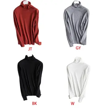 

Women Basic Long Sleeve Sweater Turtle Cowl Neck Solid Color Warm Jumper Tops
