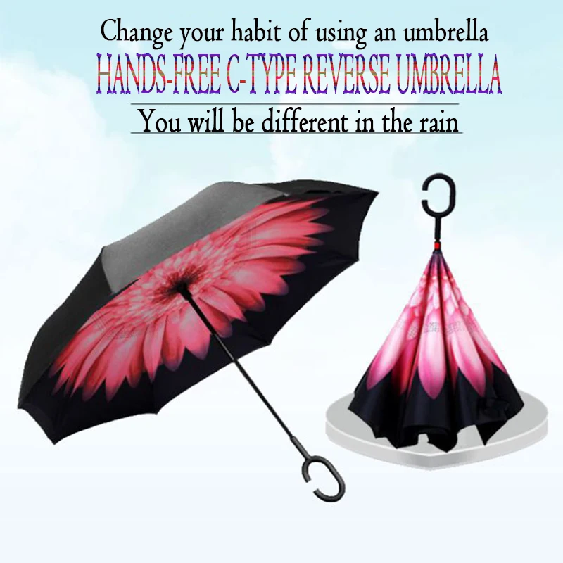 

2019 Fashion New Double Inverted sun Umbrella Ladies car Umbrella C-Type Grip Men's Windproof Umbrella
