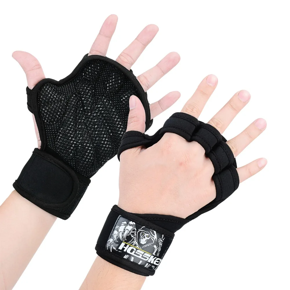 

New Ventilated Weight Lifting Gloves with Built-In Wrist Wraps, Full Palm Protection & Extra Grip. Great for Pull Ups, Cross Tra