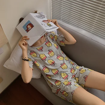 

2020 Summer pajama Shorts Pajamas for Women Home Clothes Shorts Two-Piece Cartoon pajama set home clothes