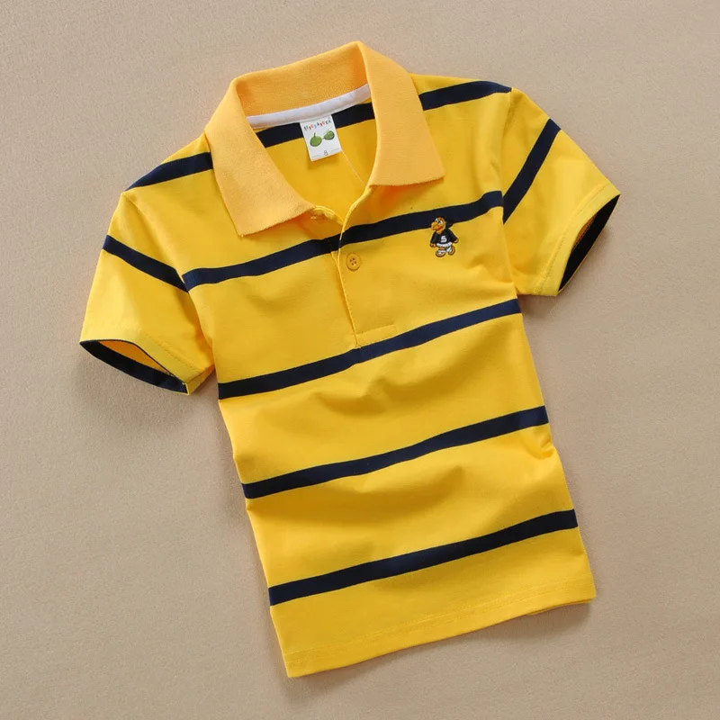 Детская футболка с отложным воротником для маленьких мальчиков; летняя футболка в цветную полоску; vetement enfant fille Camisetas Fnaf - Цвет: YJY8-yellow