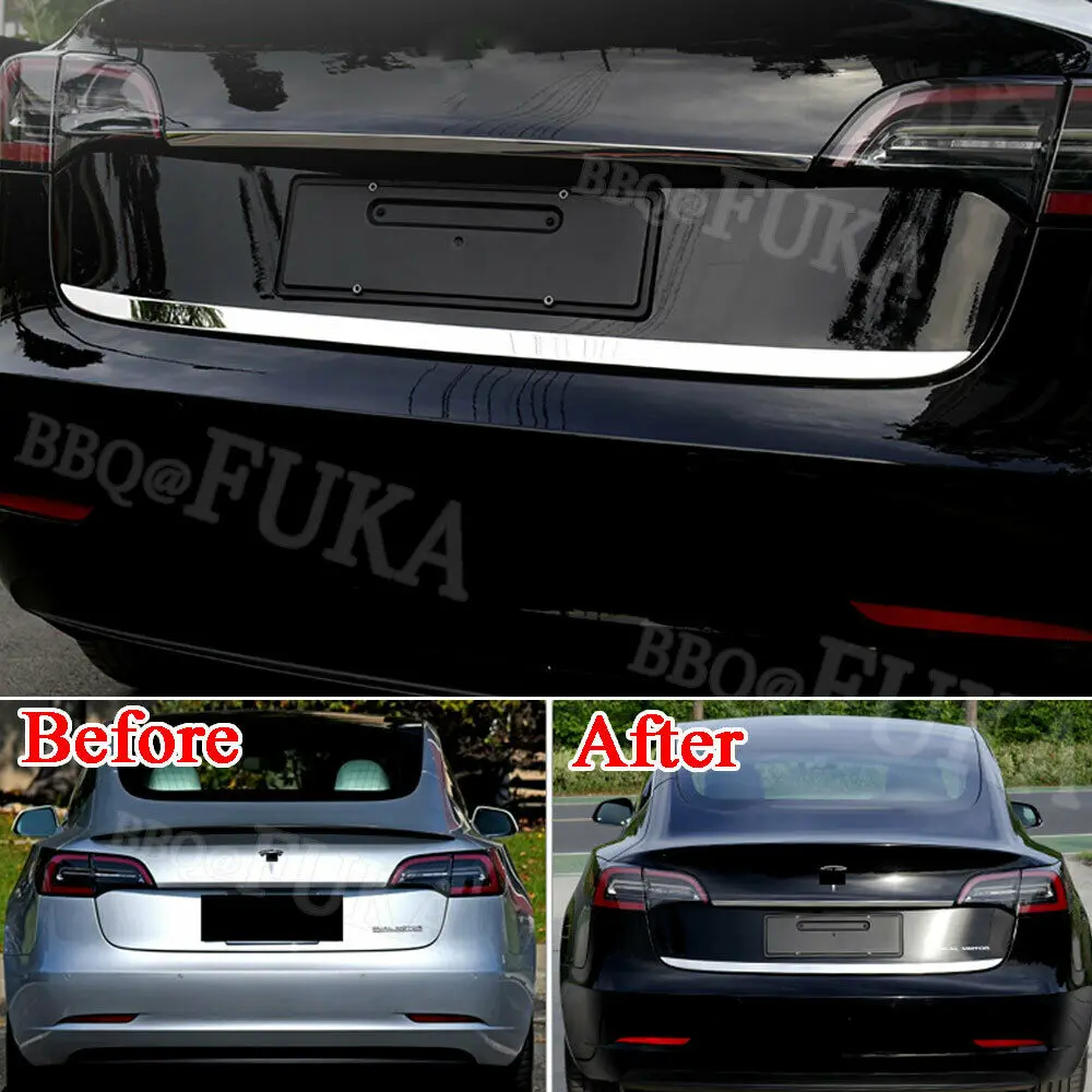 Для Tesla модель 3 нержавеющая Автомобильная Задняя Крышка багажника Нижняя литья чехол с ремешком