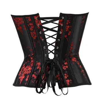 Corset Lingerie For Women Floral Jacquard Overbust Corset Waist Cincher Plum Bustier Sexy Hot Plus Size 4