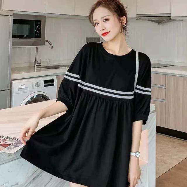 Oversized T-shirt Women's Streetwear Korean Fashion Stripes Loose Style Plus Size Summer Clothes Pullover Top Clothing Female - Image 6