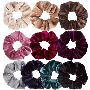

10 Pack Hair Elastics Scrunchies Velvet Scrunchy Bobbles Soft Elegant Elastic Hair Bands Hair Ties, 10 Colors