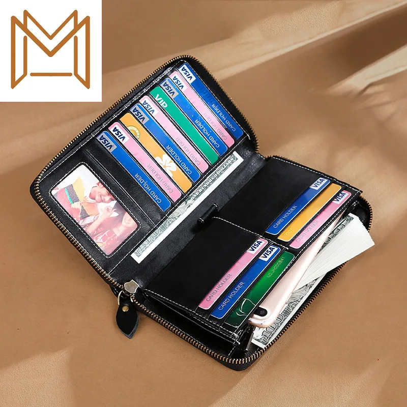 

Genuine Leather Long Wallet Rfid Zipper Hand Package 2019 Wallet Capacity Wallet
