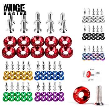 

10pcs Aluminum Car Modified Hex Fasteners Fender Washer Auto Bumper Engine JDM Concave Screws Bolt Accessories for Honda QRF002