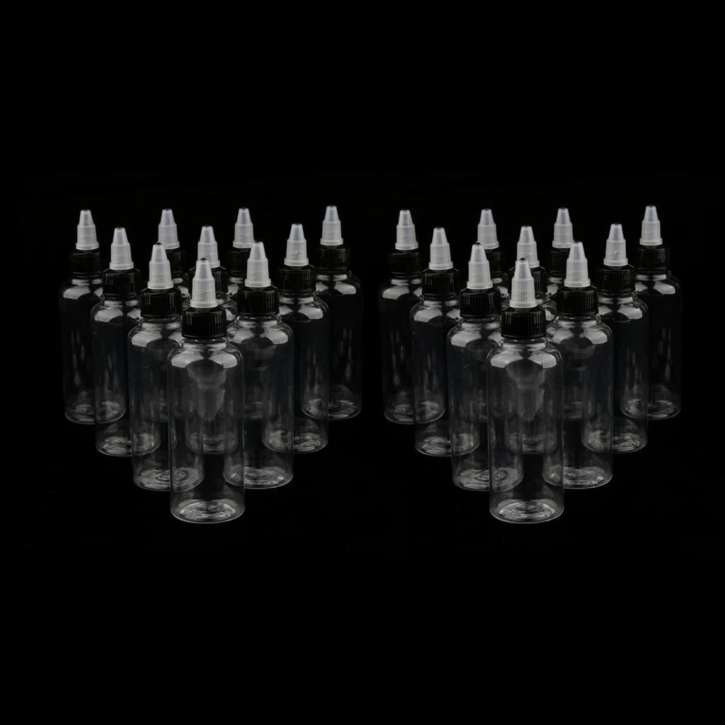 20 Pieces 100ml Plastic Liquid Ink Pigment Painting Empty Squeeze Tip Applicator Bottles with Twist Top Cap