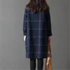 NIJIUDING 2016 New arrival Long Sleeve plaid Loose Cotton Linen Women Dress Spring and Autumn Dreeses Korean style ► Photo 2/6