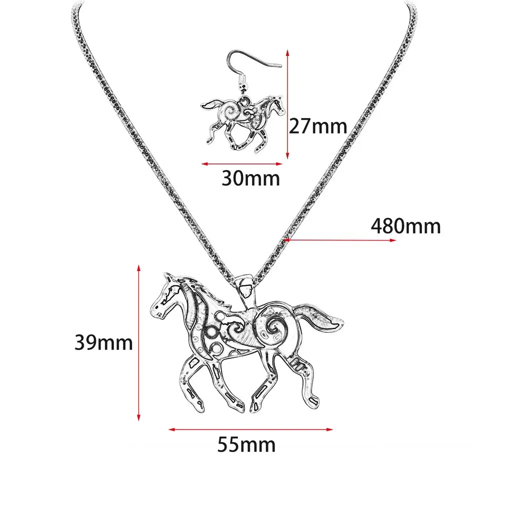 Unique Design Rainbow Horse Necklace And Earrings Party Trendy Jewelry Accessories Lovely Gift For Women Girl
