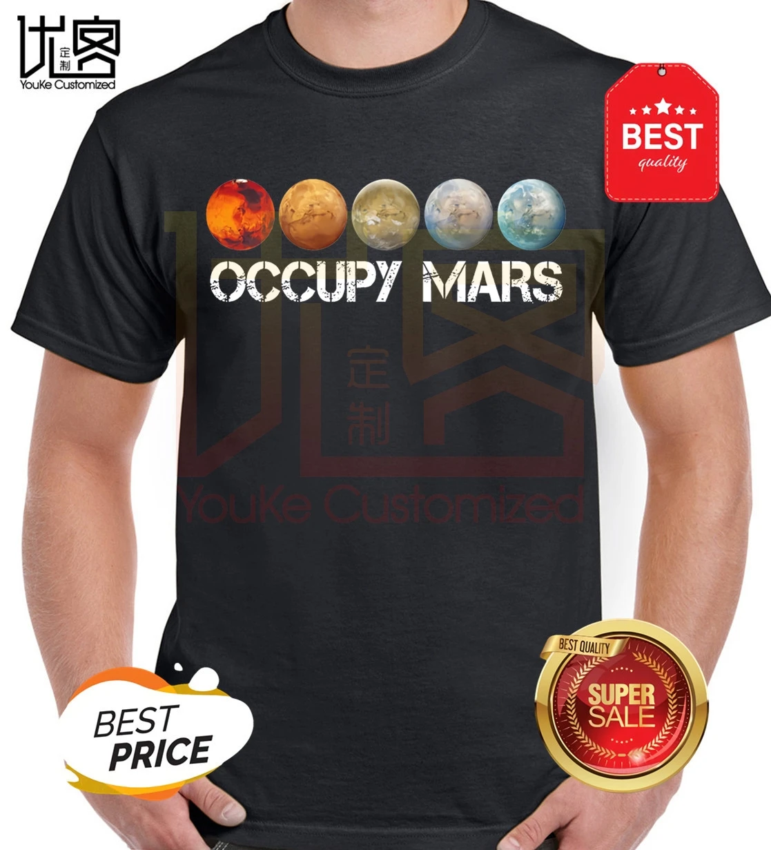 Футболка с космическим принтом футболки изображением Ouccpy Mars футболка элона и