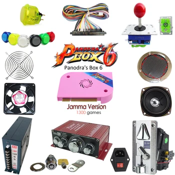 

DIY JAMMA arcade kit box 6 1300 in 1 Game Board Coin Acceptor Power JAMMA wire American / ZIPPY joystick LED Button