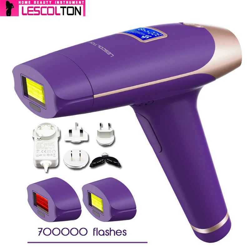Горячий Lescolton 4в1 IPL эпилятор постоянный лазер удаление волос ЖК-дисплей 1000000 импульсов depilador лазерный бикини Фотоэпилятор - Цвет: 700000times purple