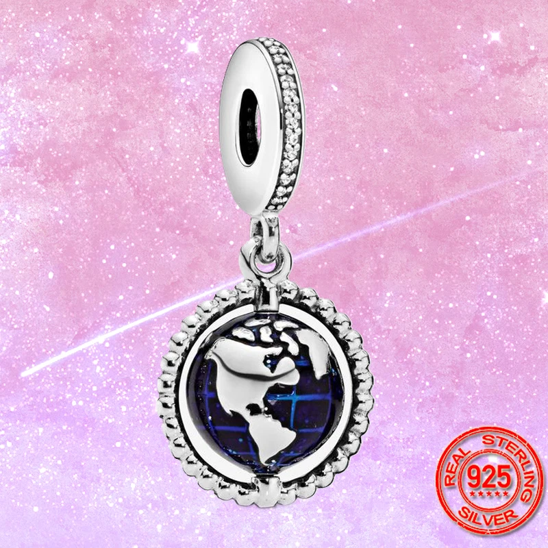

Hot Sale 925 Sterling Silver Spinning Globe Earth Dangle Charm Beads Fit Original Pandora Bracelet S925 Silver Jewelry Gift