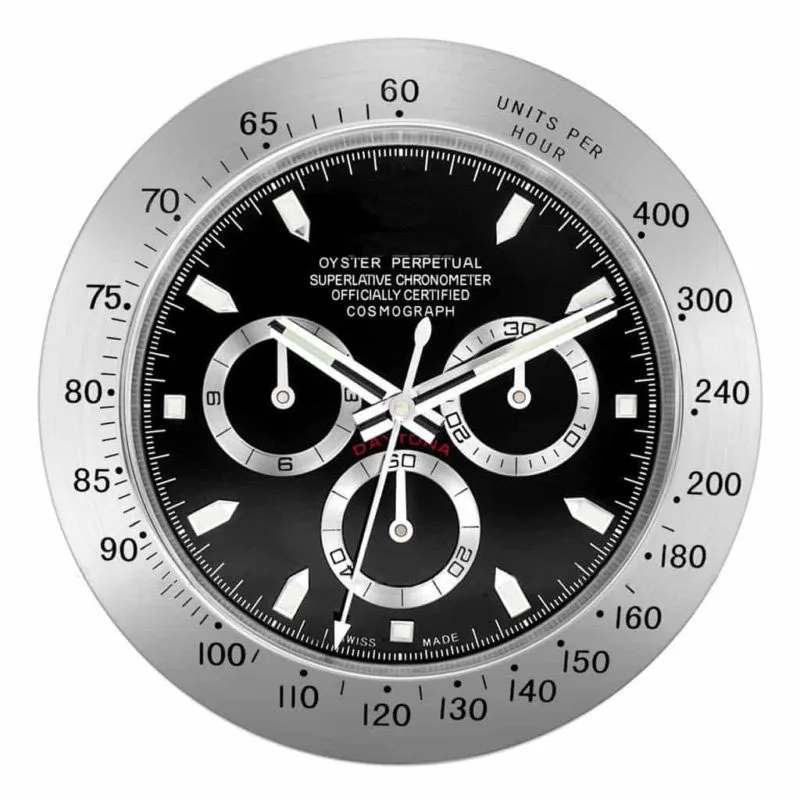 DAYTONA настенные часы-черные и серебряные RL20 роскошные дизайнерские настенные часы Металлические дизайнерские часы с соответствующие логотипы