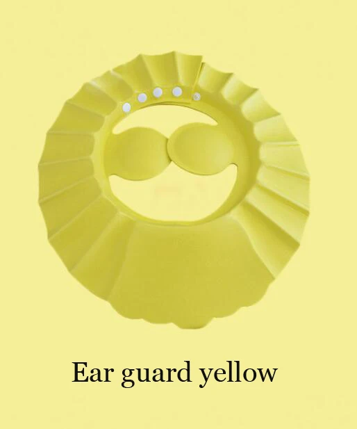 0033-Earguard yellow 2 шт./партия, Мытье Ванны, кепка с защитными наушниками, детская шапочка для шампуня, шапочка для душа, детская шапочка для душа, безопасная мягкая Регулируемый головной убор - Цвет: 0033-Earguard yellow