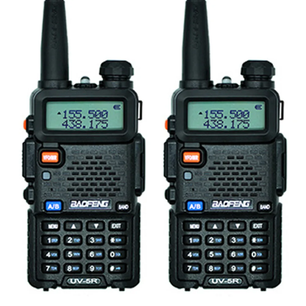 Black 2 шт. Baofeng UV-5R переговорные Двухканальные рации двухстороннее Радио FM трансивер Dual-Band DTMF Vox Сигнализация светодиодный фонарик Key Lock - Цвет: Black