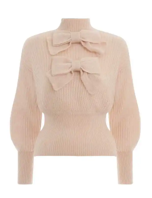 WHITNEY WANG Autumn Winter Fashion Streetwear Sweet Bow Sweater Women Jumper pull femme sueter mujer invierno