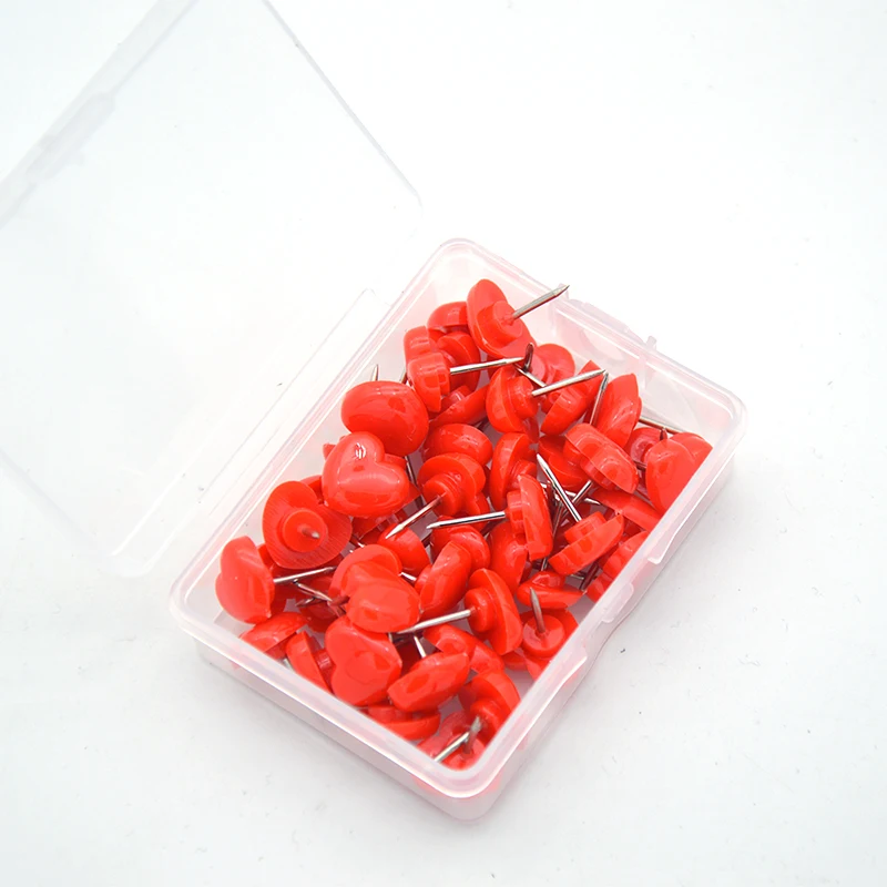 Push Pins 50 Pcs Heart-shaped Markers Drawing Photo Wall Studs Cork Board Thumbtack Office School