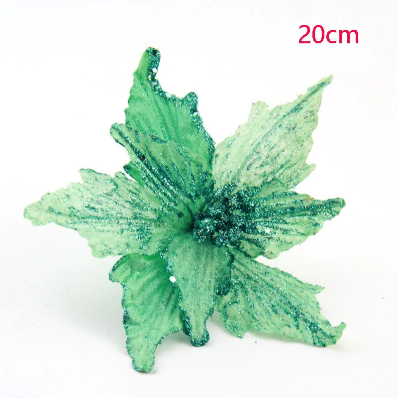 J 5 шт. Элегантные Искусственные цветы с блестками Poinsettia, украшения для дома, праздничные украшения для рождественской елки, вечерние принадлежности - Цвет: J