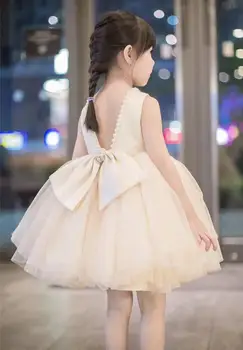 

European and American parent-child summer new 2020 children's wear Sleeveless bead back bow exposed back Baby girl dress