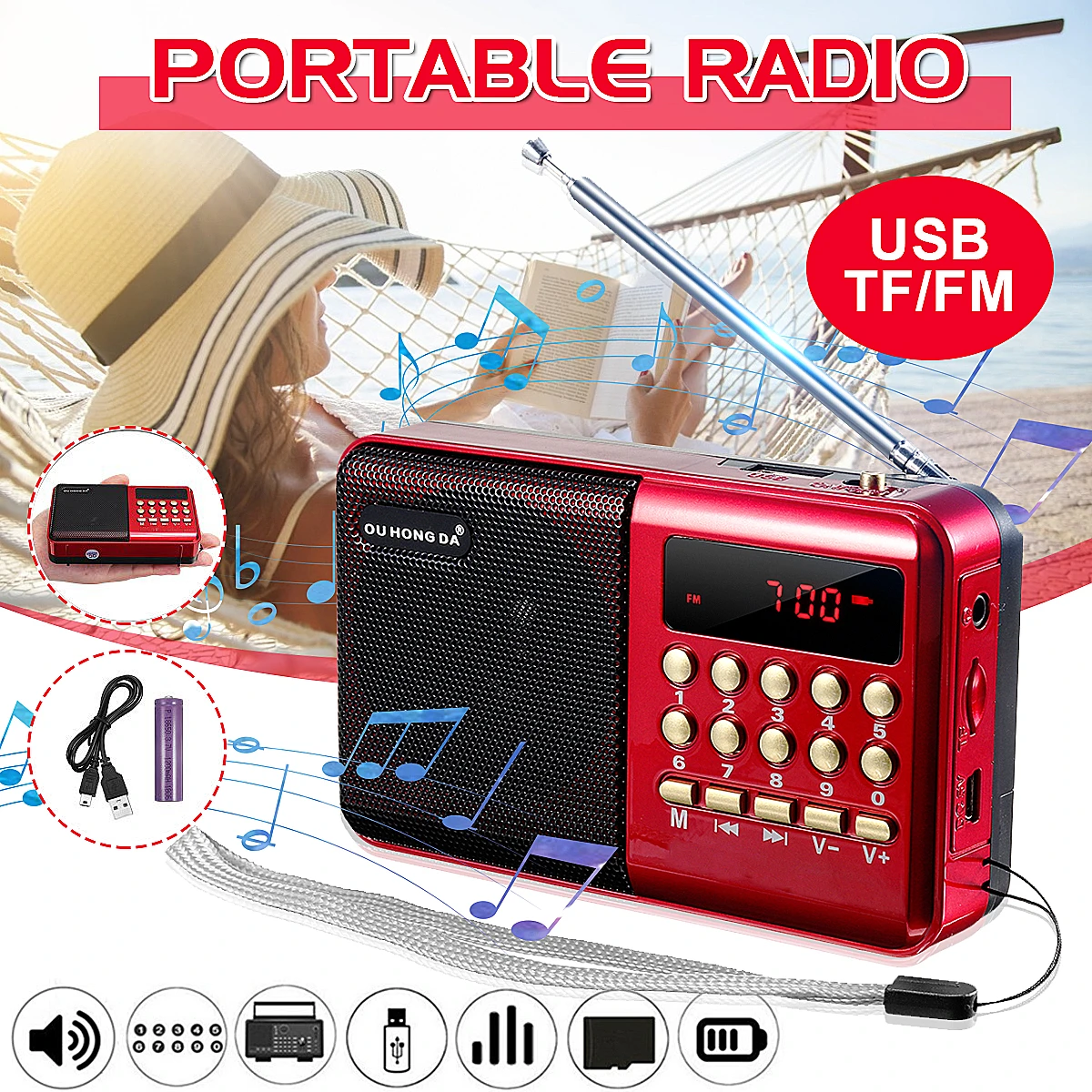 Radio Wireless Speakers Portable FM Radio Music Player Digital Mini Radio Multifunctional FM Sound Recorder Insert Card|Radio| - AliExpress